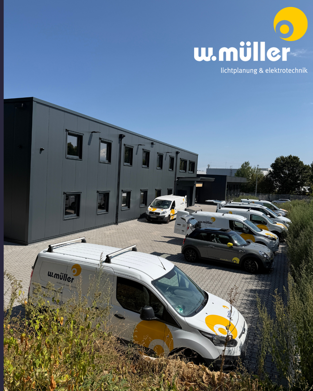 Firmenfahrzeuge der Winfried Müller GmbH am neuen Betriebsstandort in Andernach